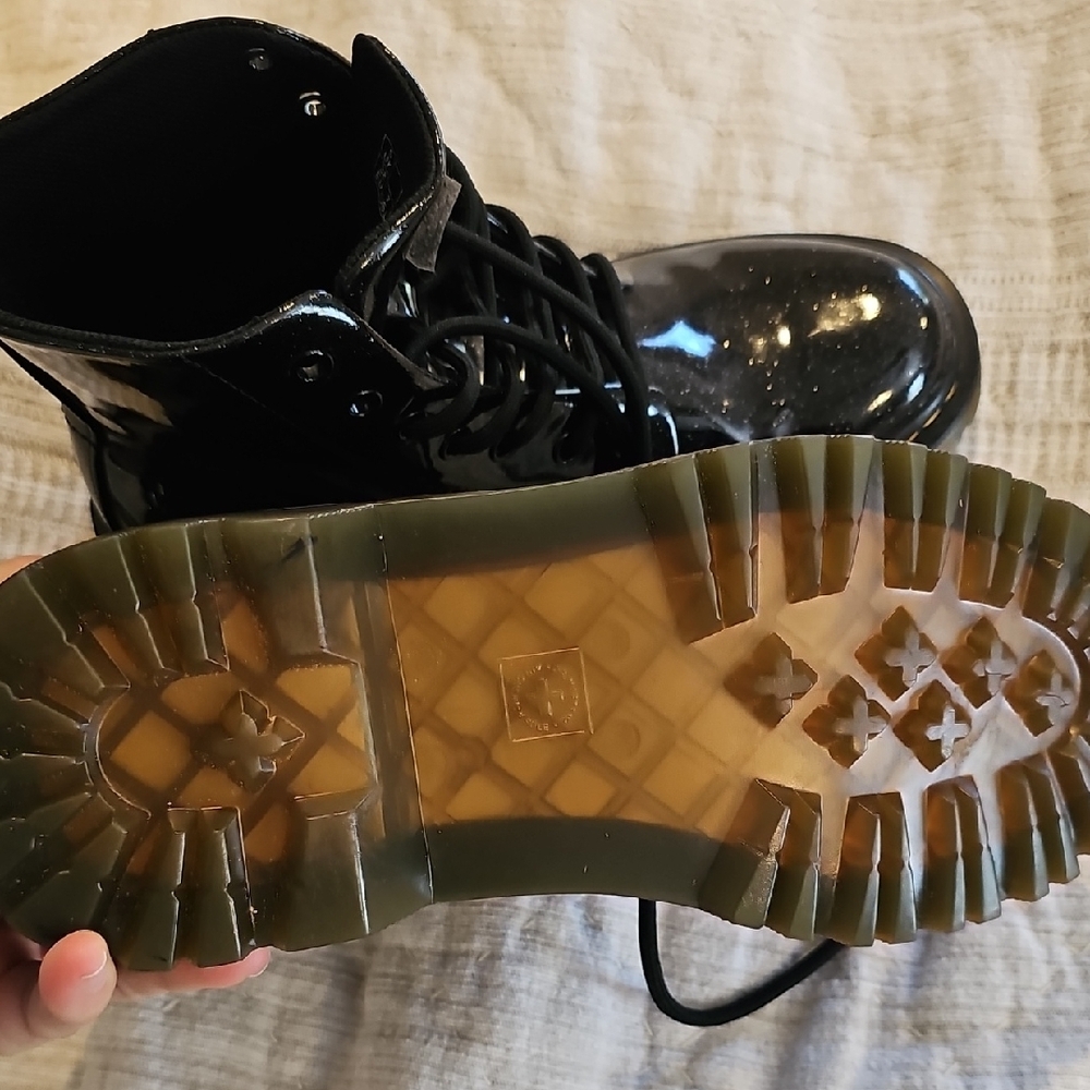 Dr. Martens Shiny Black Combat Boots - Picture 3 of 3